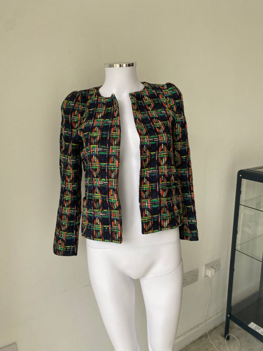 Zara Multicoloured Tweed Jacket Size XS 6-8