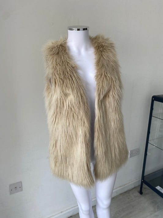 Malvin Women Hamburg Faux Fur Beige Gilet Size Large