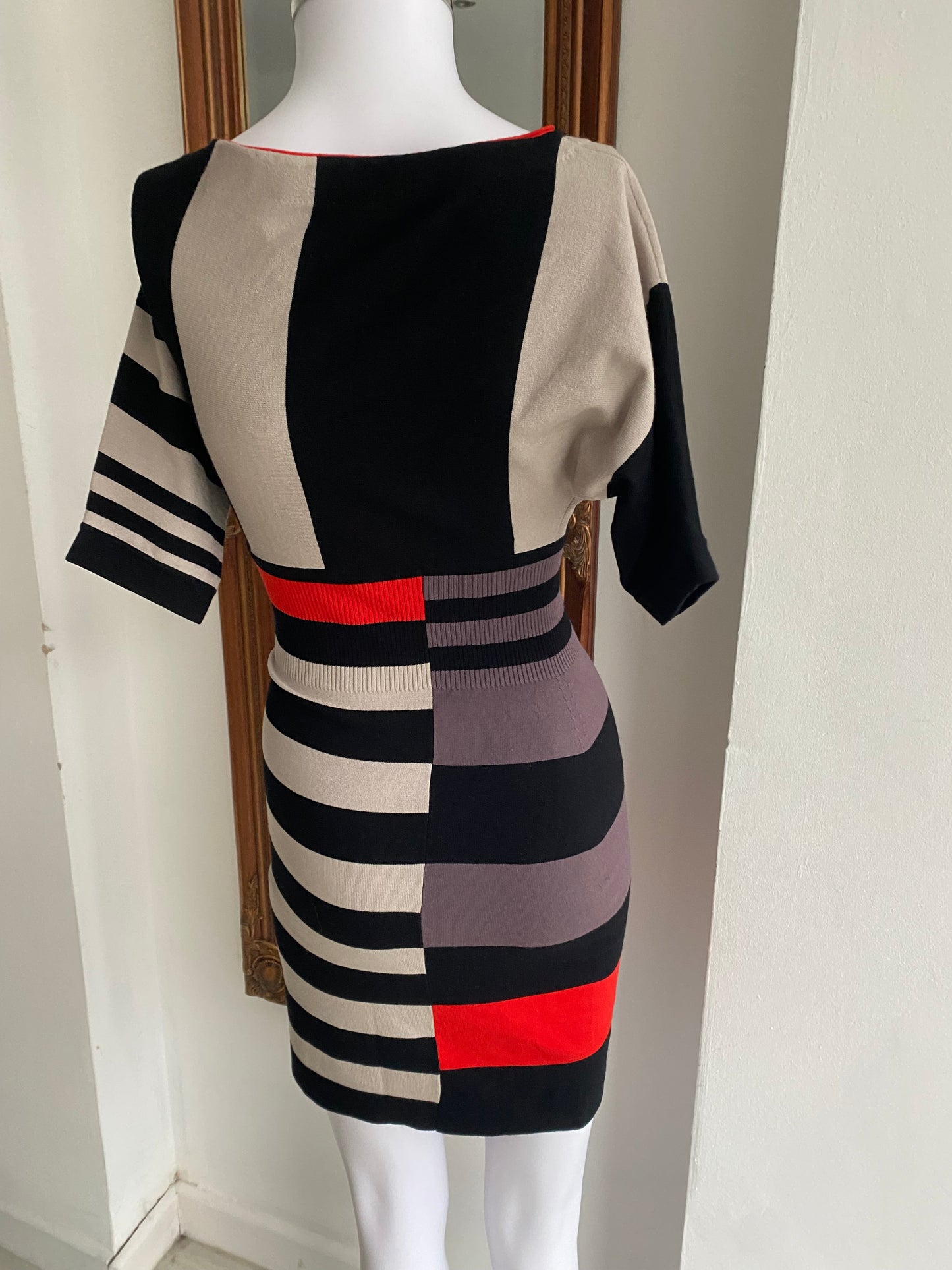 Karen Millen striped bodycon knit dress y2k size 8