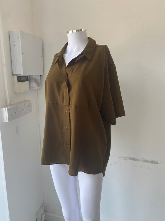 French Connection Khaki Shirt New with Tags Size XL 14-16
