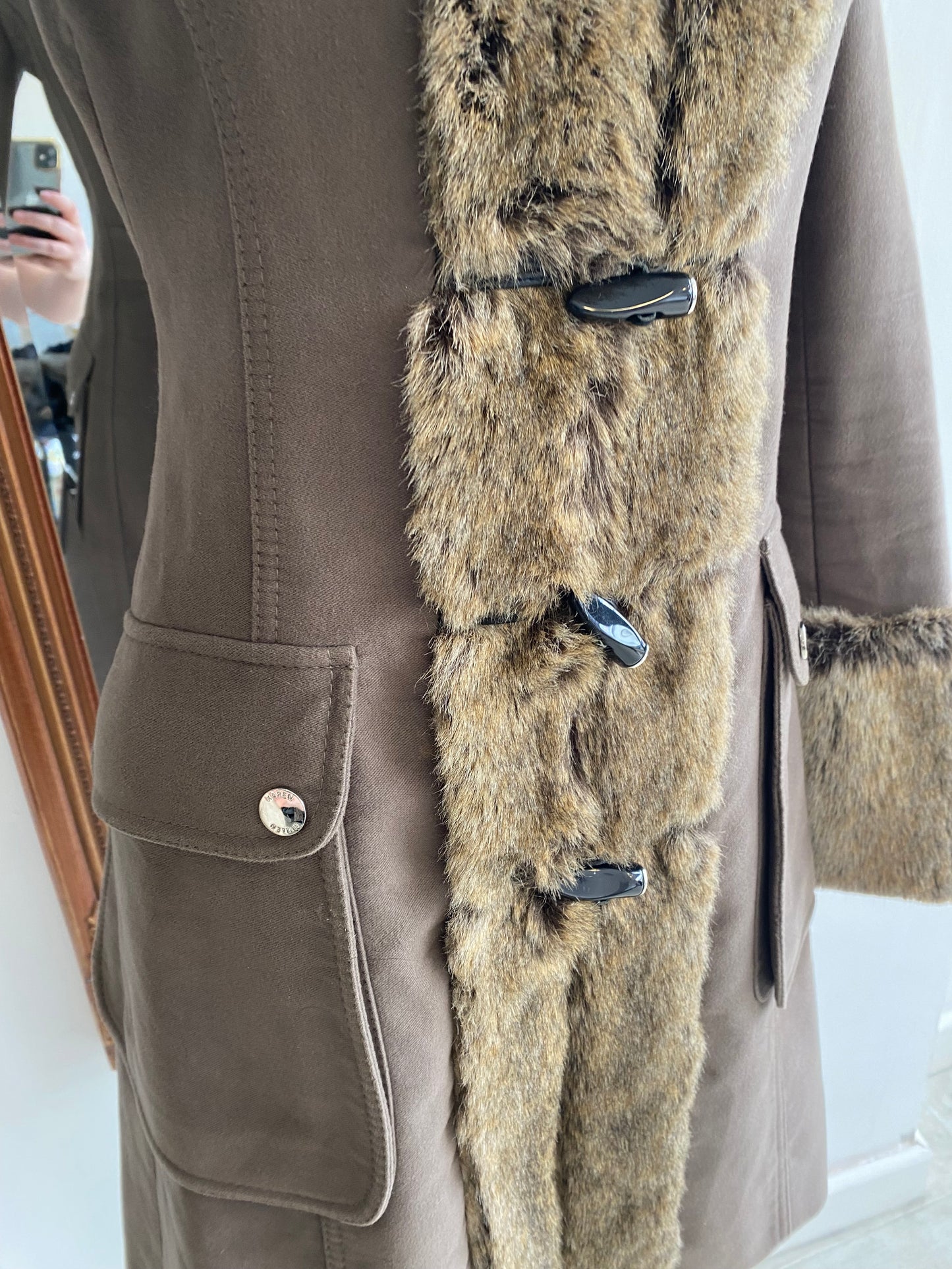 Karen Millen faux fur coat size 8