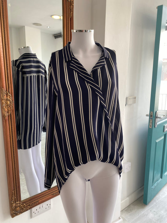 Rose and Olive Striped Top Size 8-12