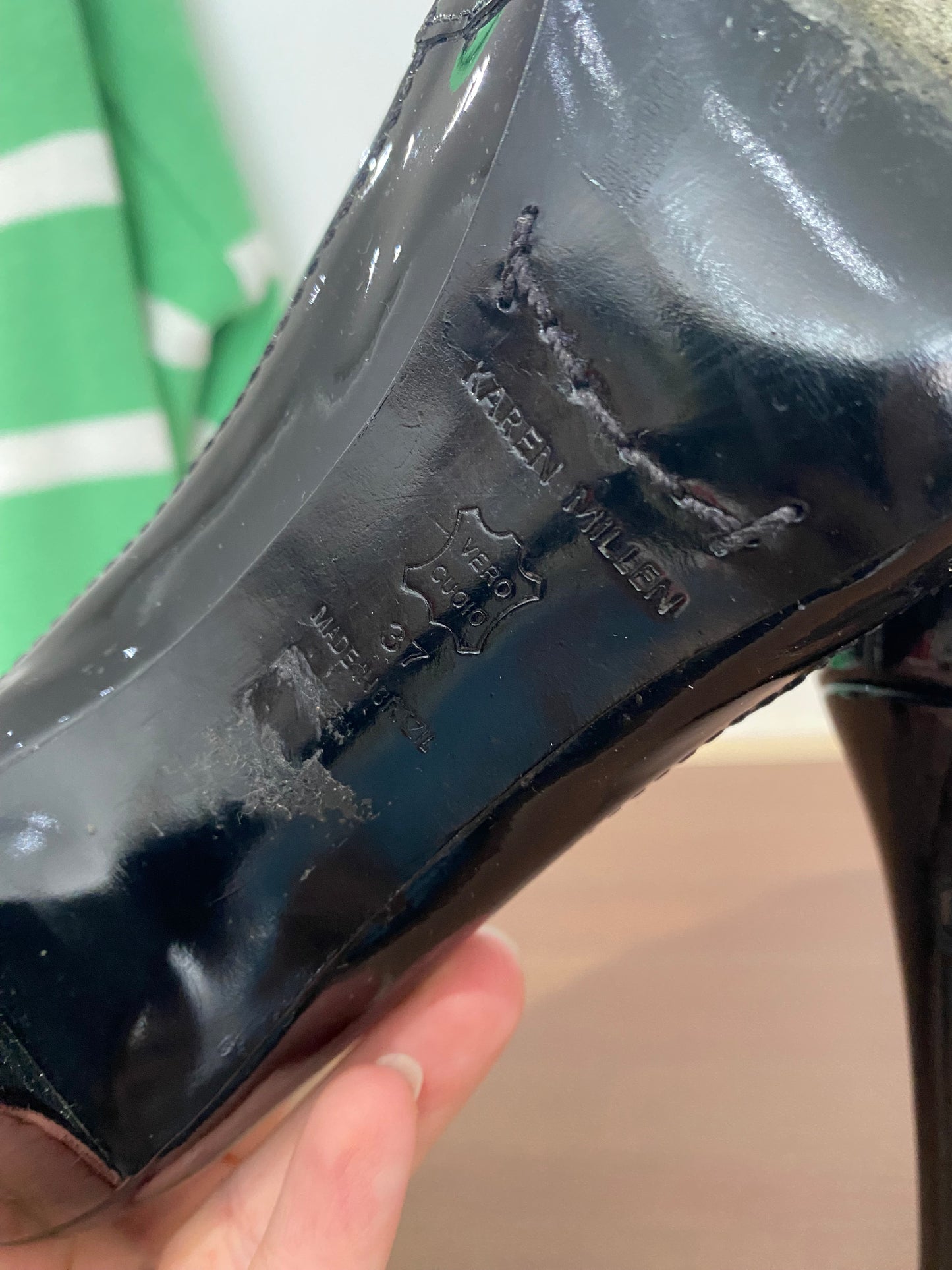 Karen Millen black patent heels size 4
