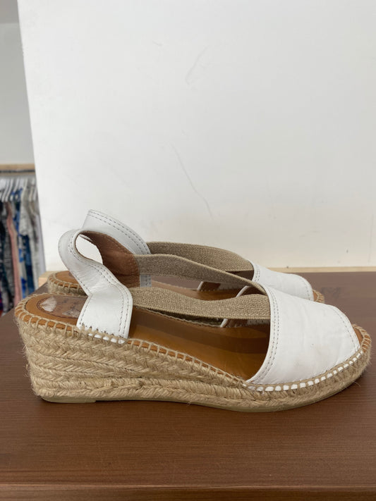 Toni Pons White Leather Wedge Sandals Size 5