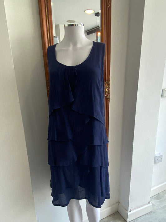 Bamboo Wardrobe Cotton and Bamboo Blue Tiered Dress Size 10-12