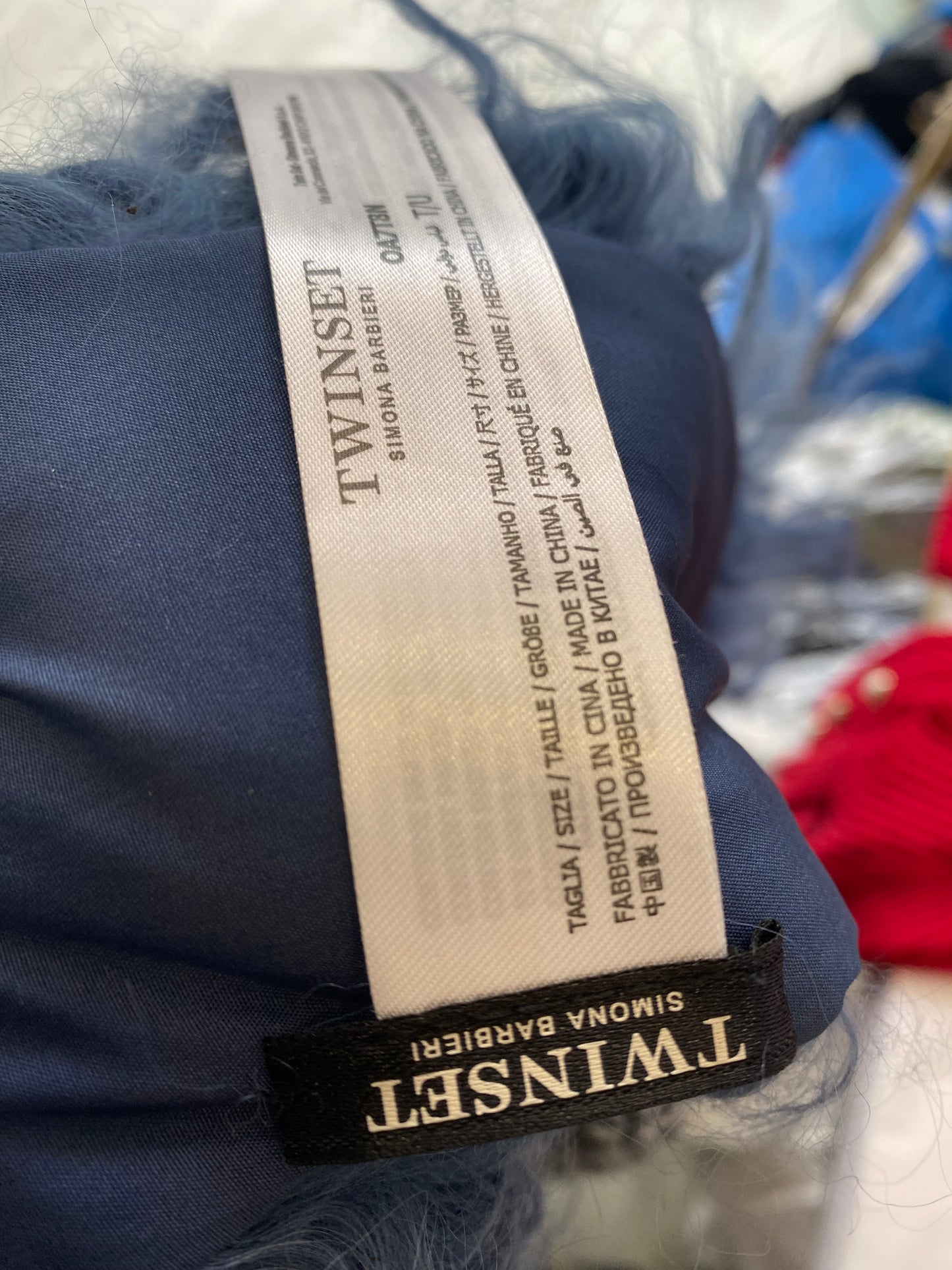 Twin Set Herringbone Shawl with Removable Faux Fur