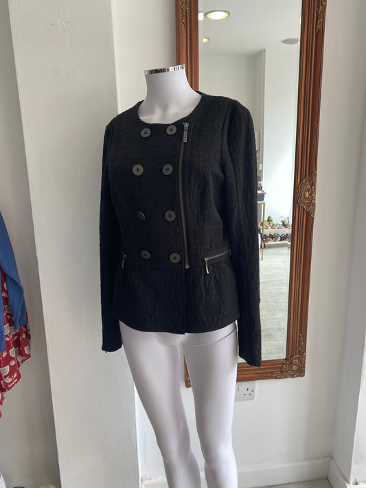 Mint Velvet Black Textured Jacket Size 10