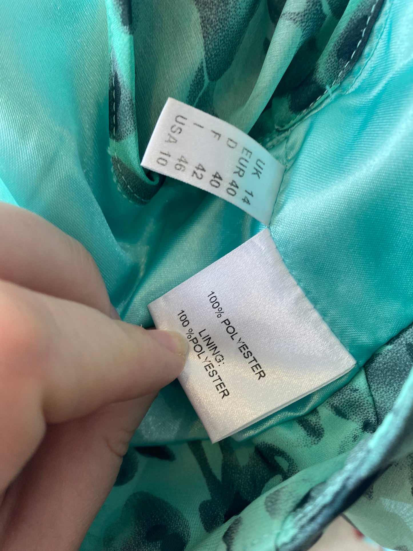 Gina Bacconi printed turquoise dress and jacket size 14