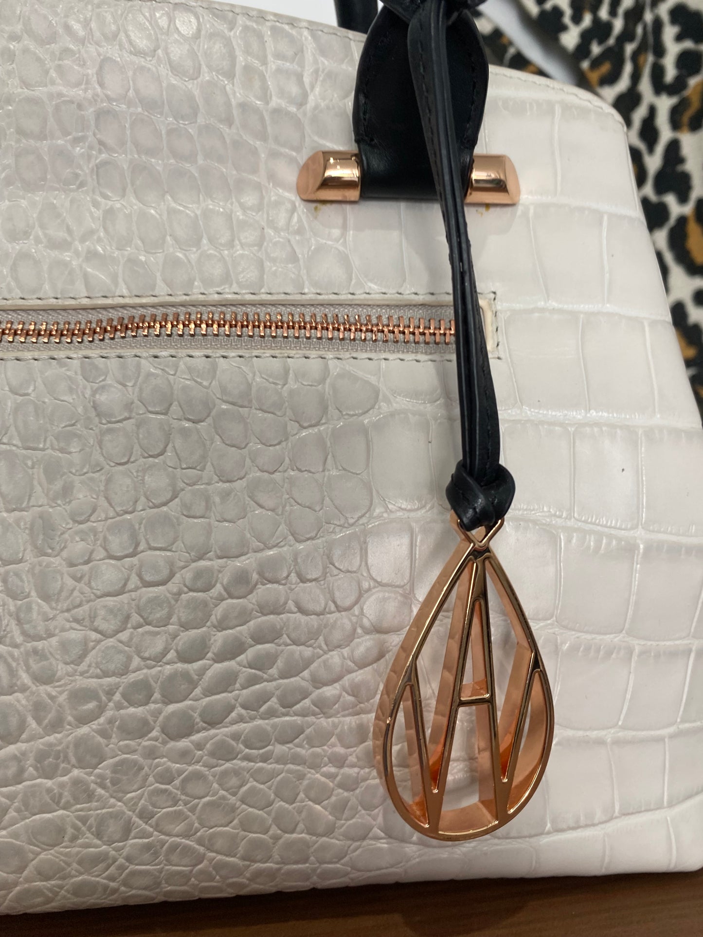 Amanda Wakeley cream croc leather handbag