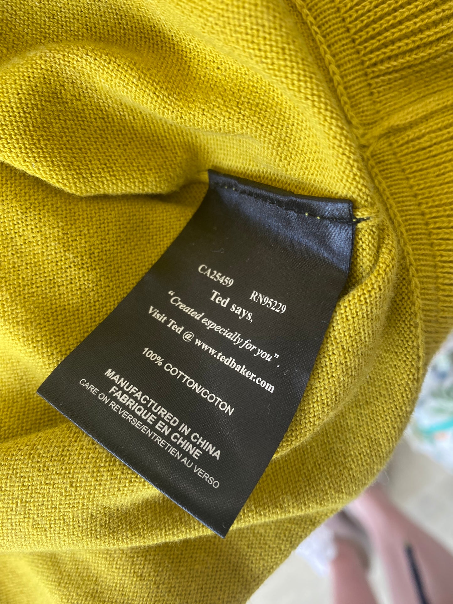 Ted Baker mustard knit top with diamante detailing size 8-10