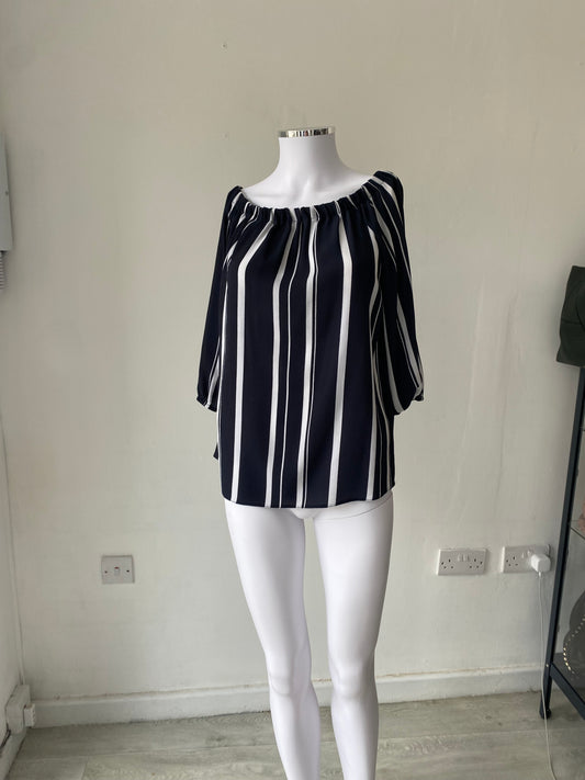 Wallis Striped Off Shoulder Top Size 10