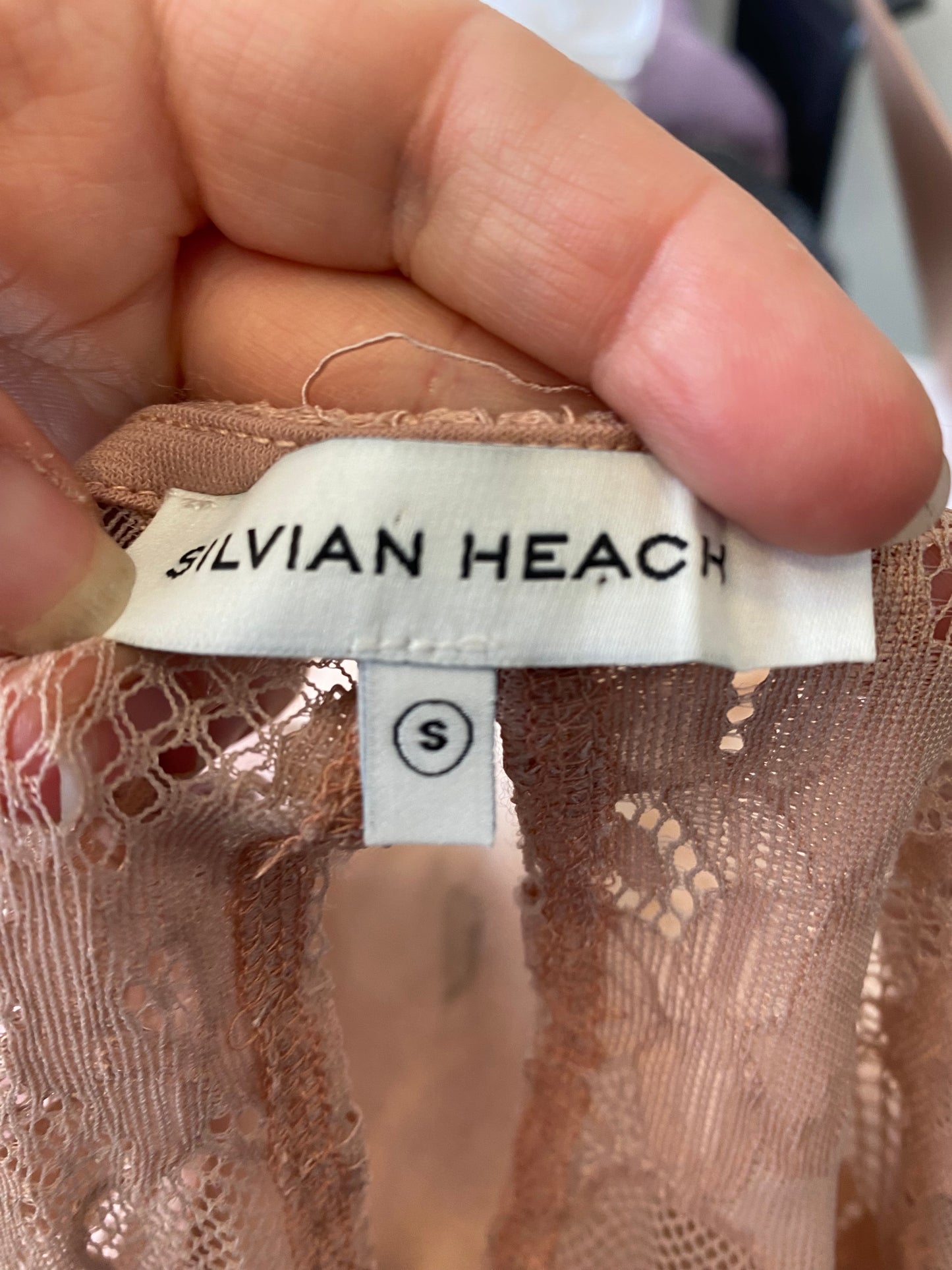 Silvian Heach Beige Lace Bodysuit Size Small 8-10