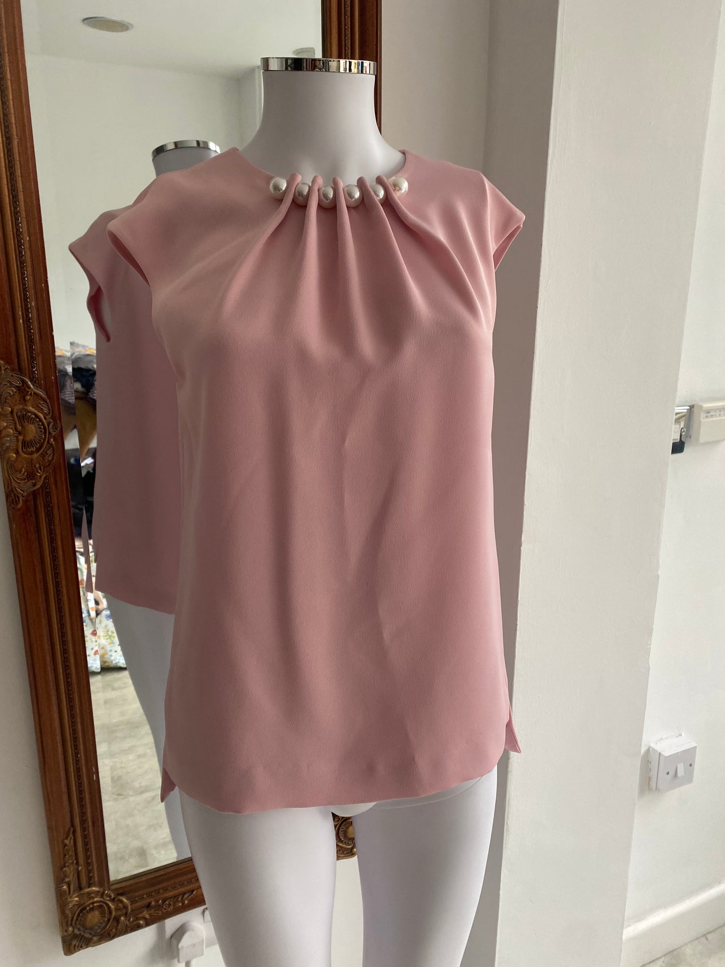 Ted Baker pink top with pearls size 8