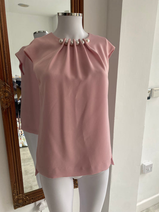 Ted Baker pink top with pearls size 8
