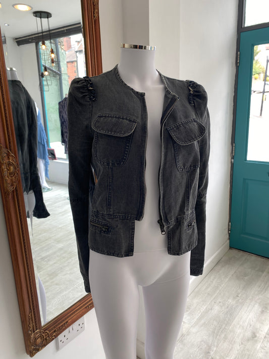 Joseph Linen Denim Style Zip Up Jacket Size 8