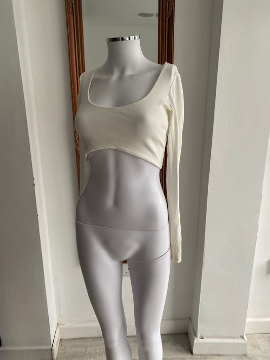 Zara white crop top size 8