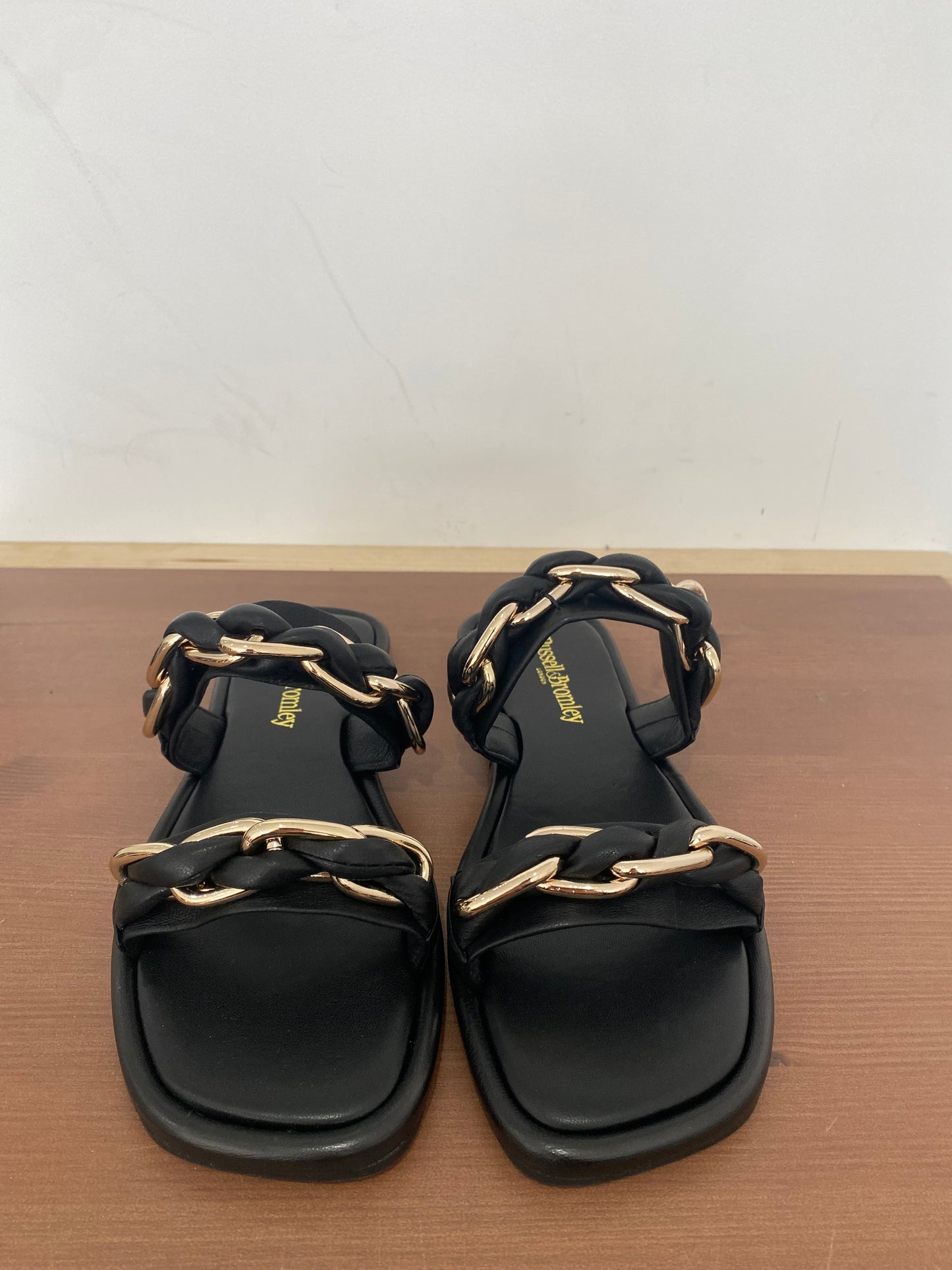 Russell and Bromley Black Leather Chain Sliders Size 5