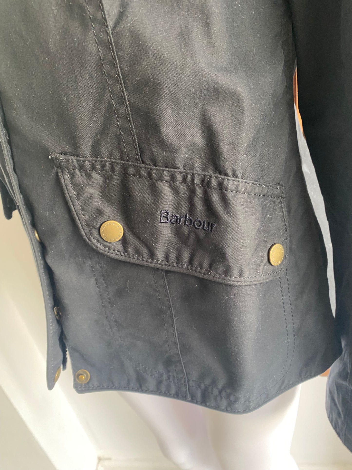 Barbour X William Morris Navy Waxed Jacket Size 10