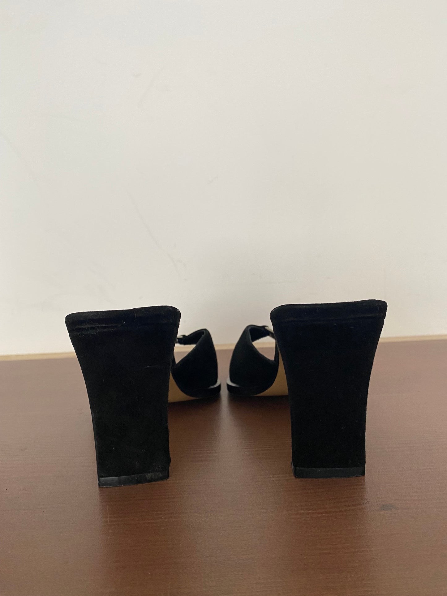 Russell and Bromley Black Heeled Mules Size 2.5