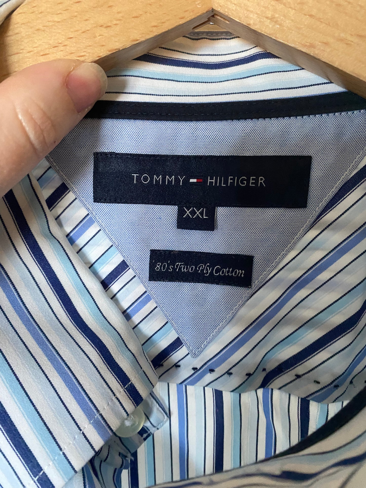 Tommy Hilfiger Blue Striped Shirt Size XXL