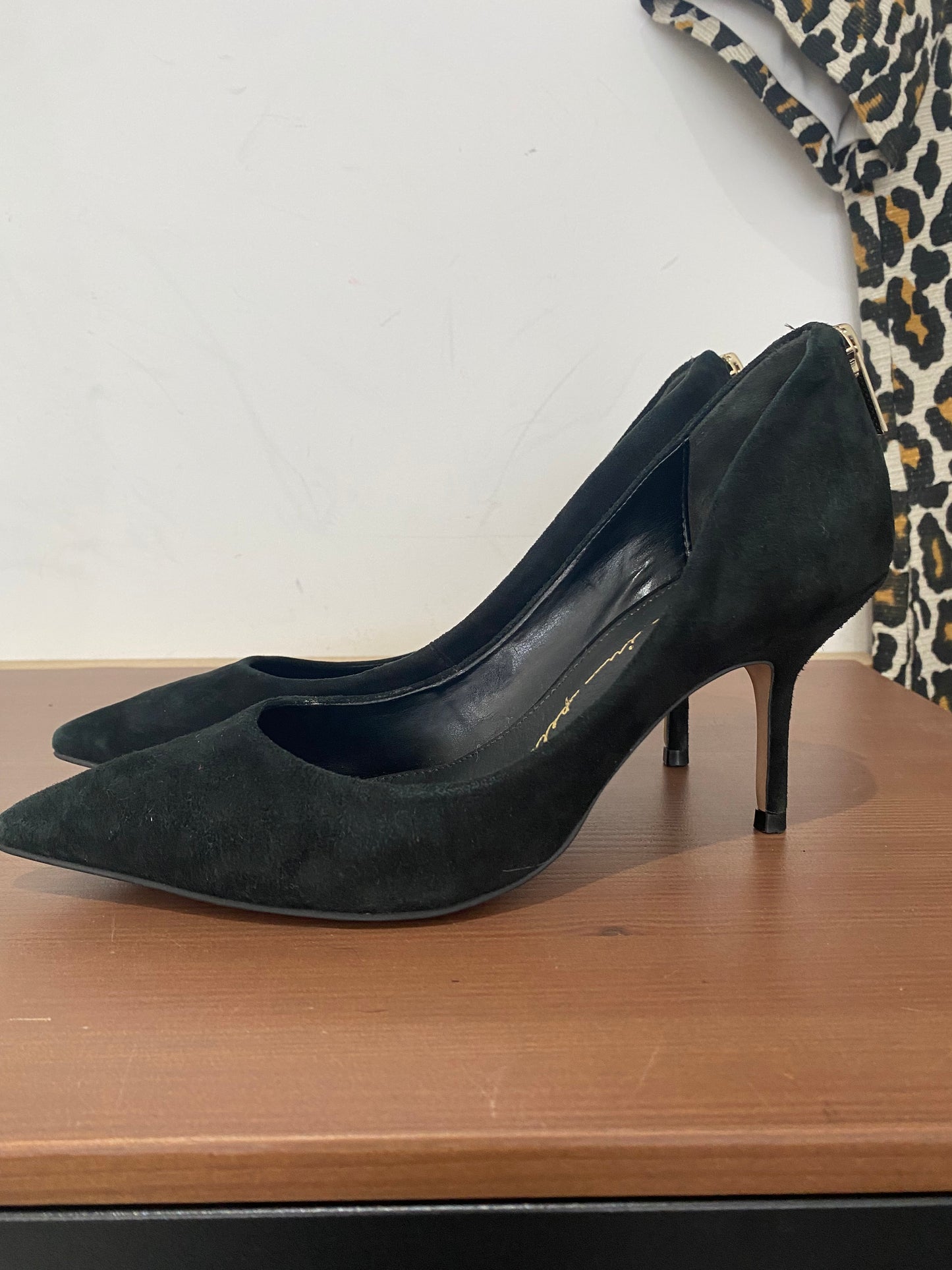 Moda in Pelle black suede heels with zips size 4