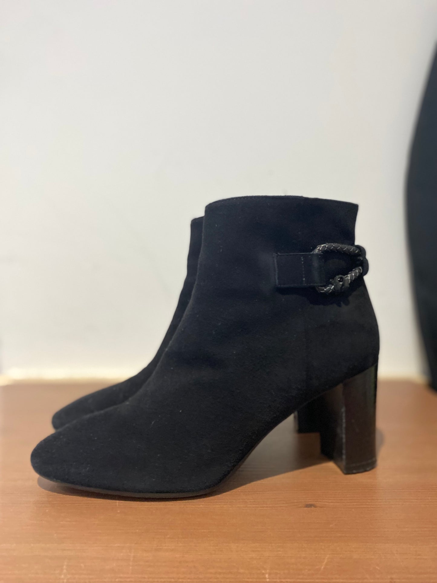 LK Bennett Black Suede Heeled Boots Size 5