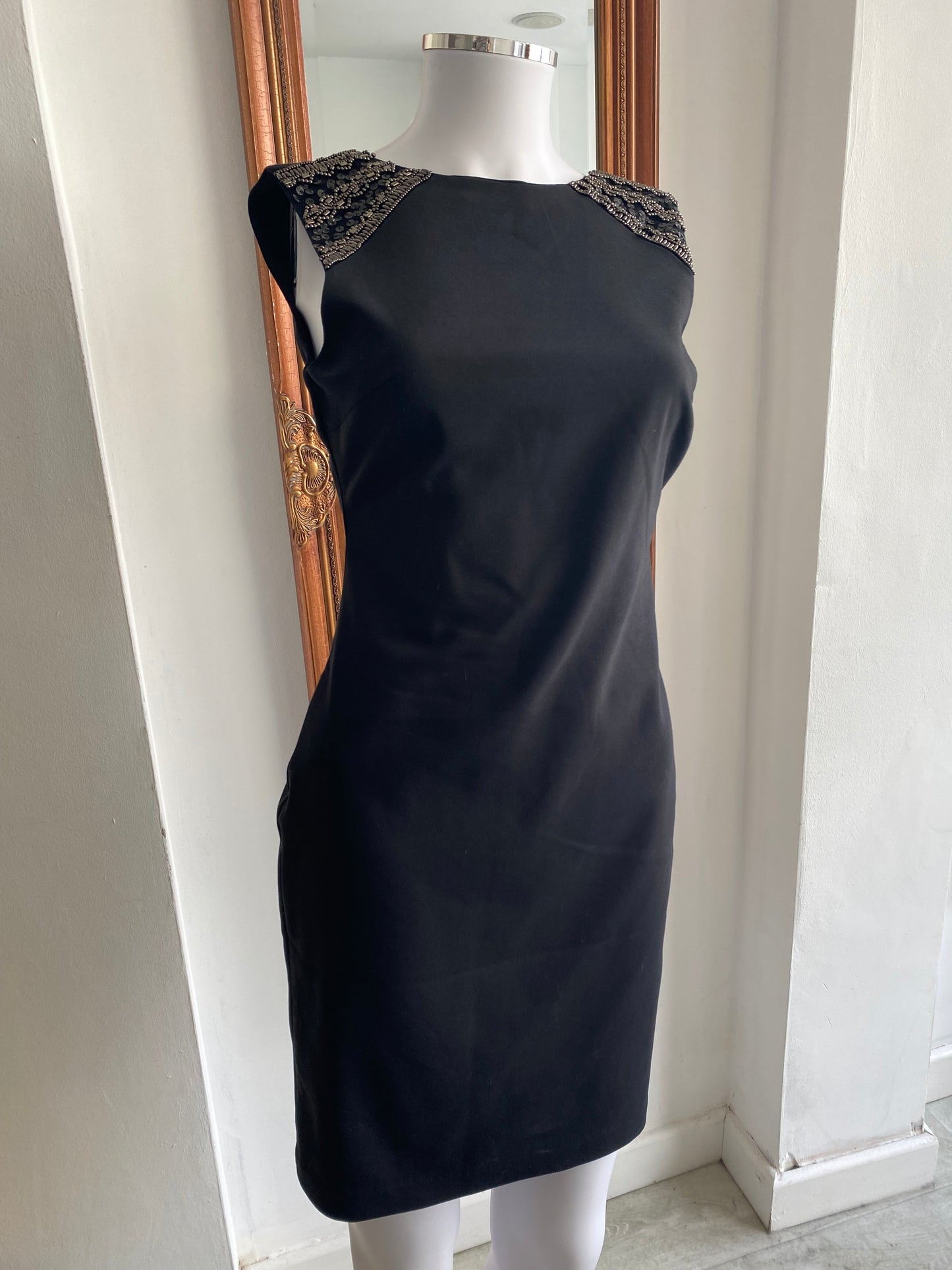 Zara black dress with beaded shoulder size 8