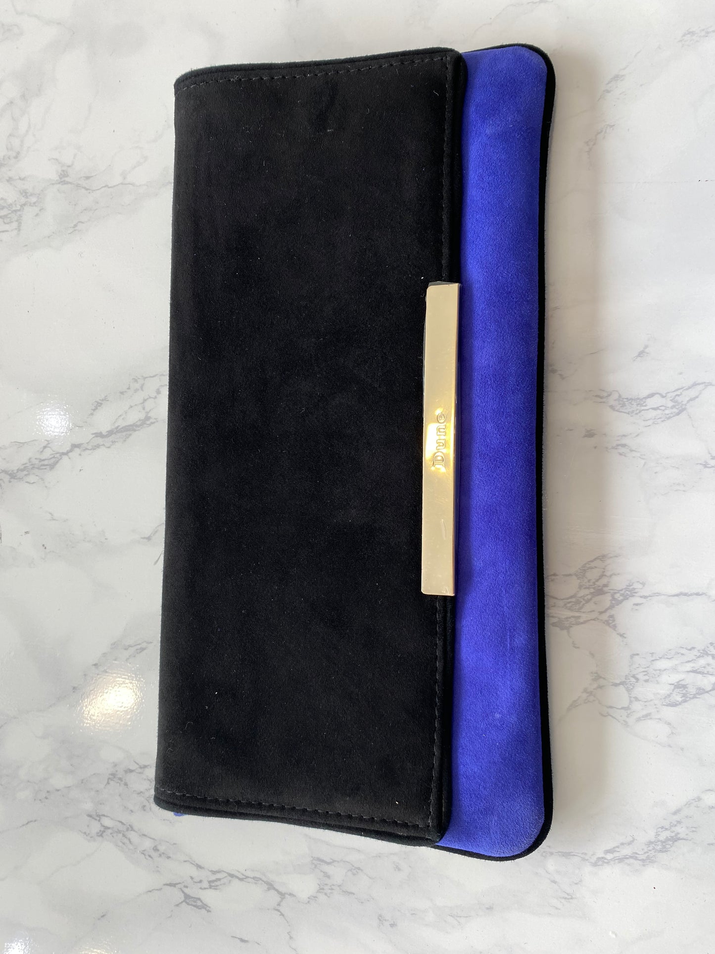 Dune Purple and Black Suede Colour Block Crossbody Handbag