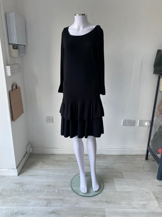 Coast Black Knit Tiered Dress Size 14