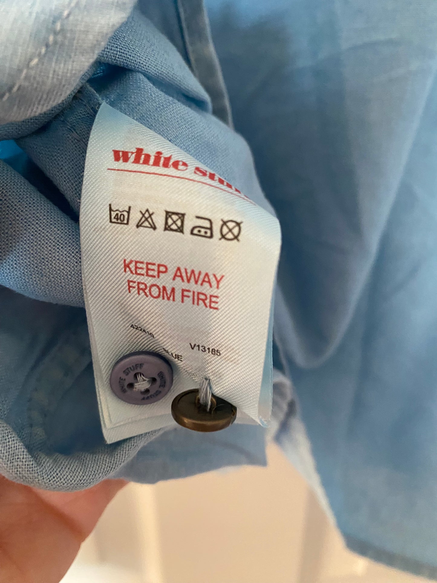 White Stuff Linen and Cotton Light Blue Shirt Size XL