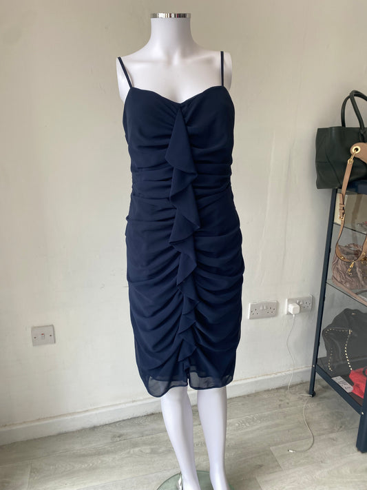Kenneth Cole Navy Ruffle Dress Size 8