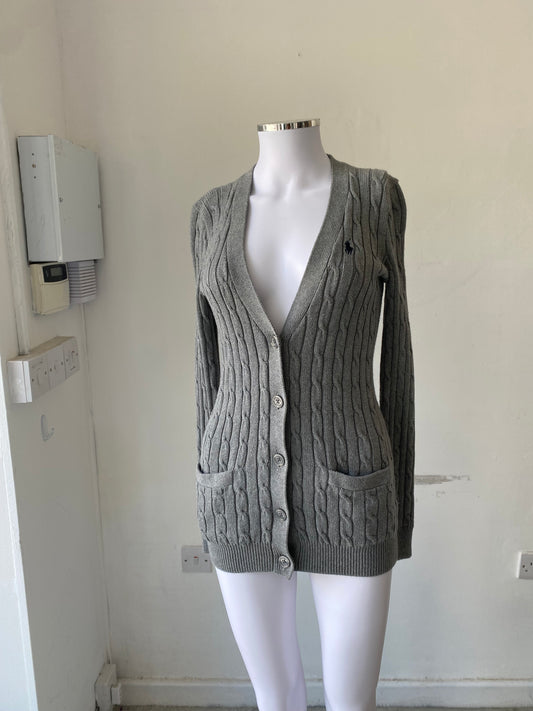 Polo Ralph Lauren Grey Cable Knit Cardigan Size XS 6-8