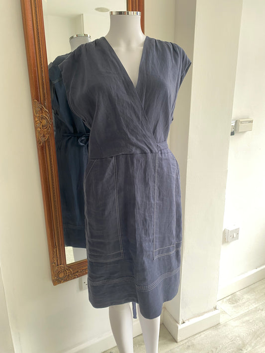 Jigsaw Blue Linen Dress Size 12