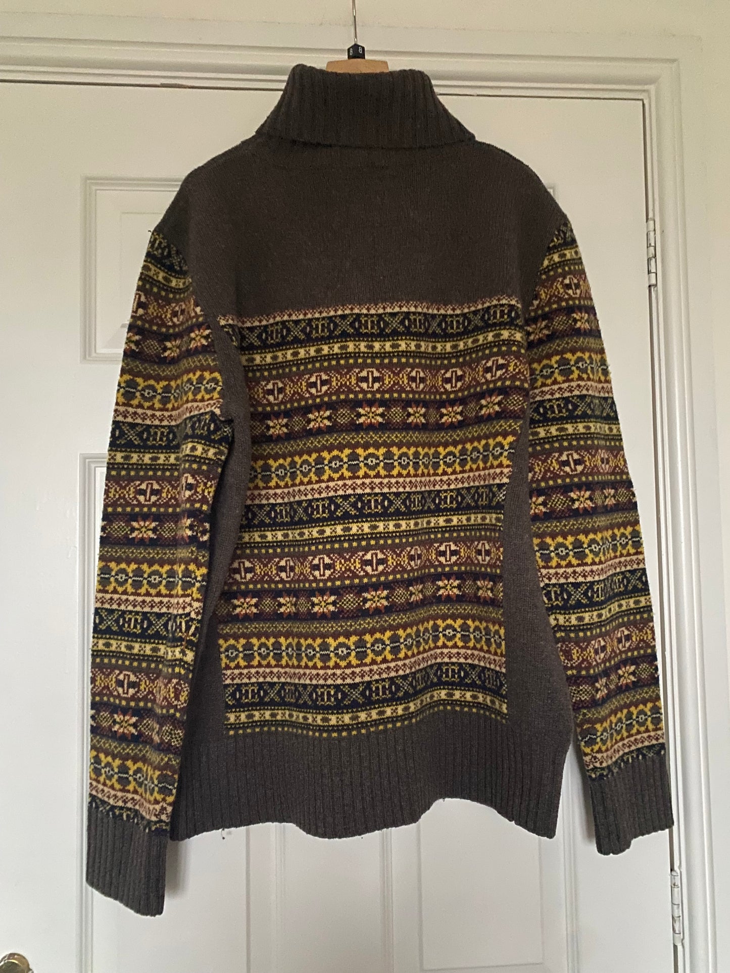 Joules Gilman Brown Wool Fairisle Jumper Size XL