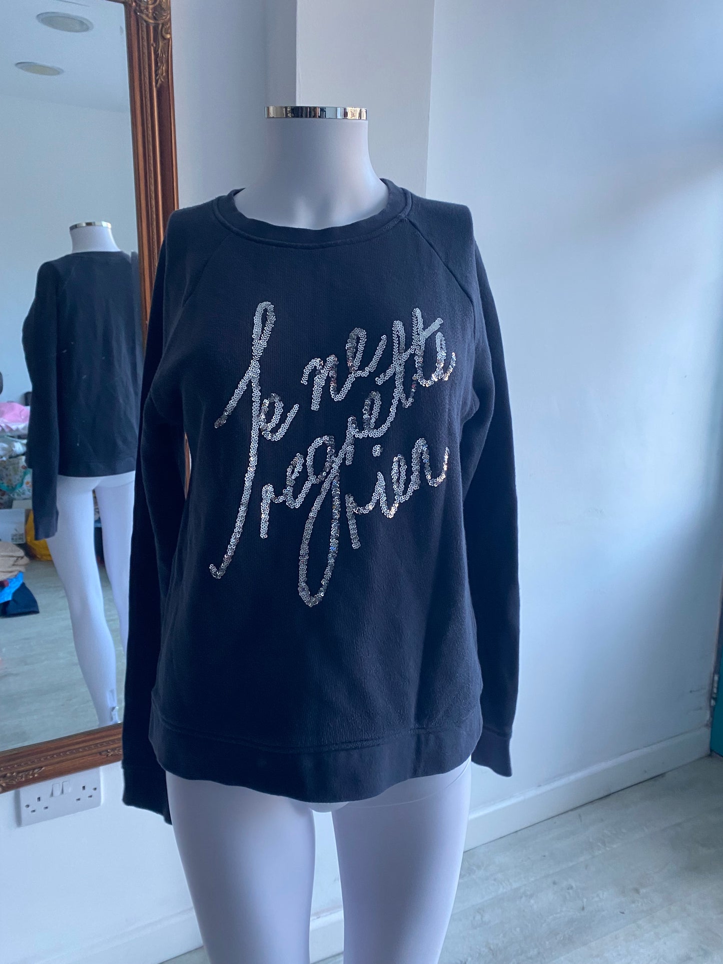 Whistles Navy Slogan Sweater Size 8