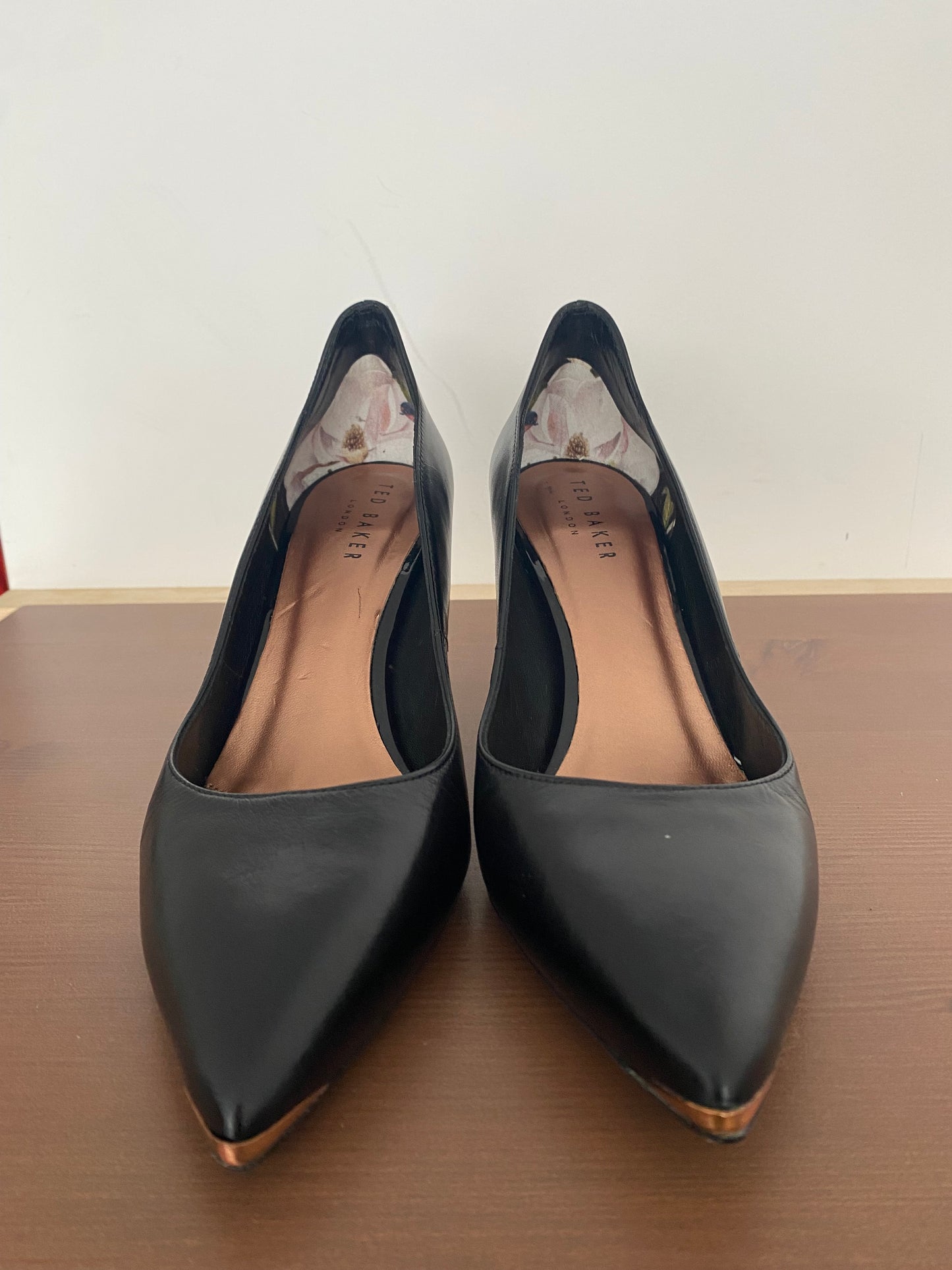 Ted Baker Black Leather Court Shoes Size 4