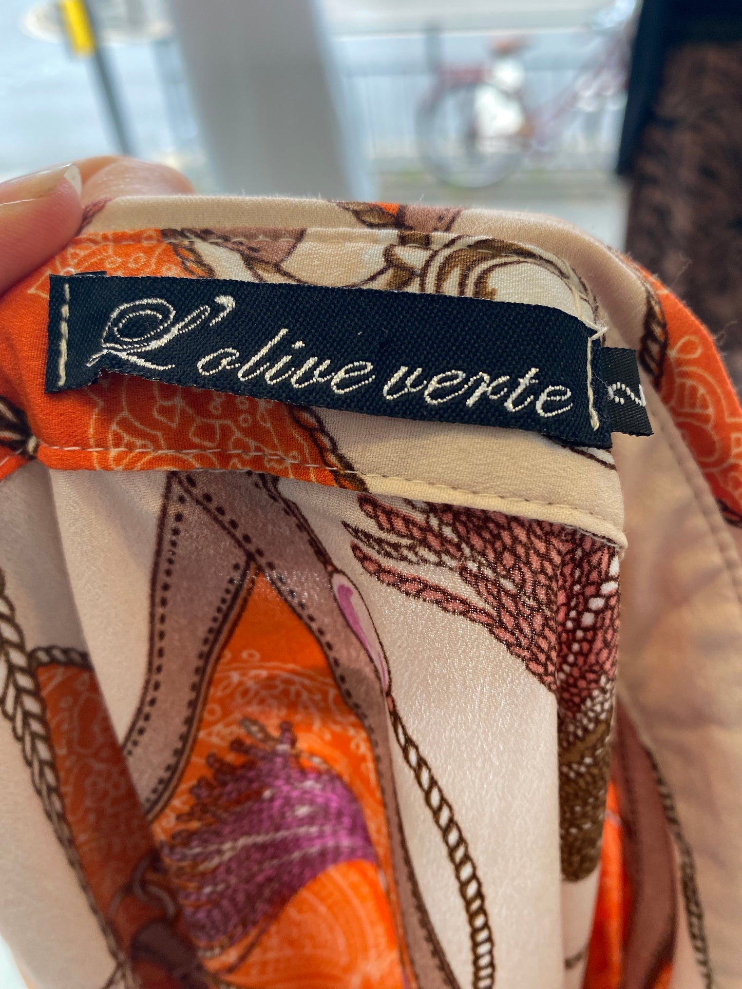 L’Olive Verte Orange Belt Print Dress Size 8-10