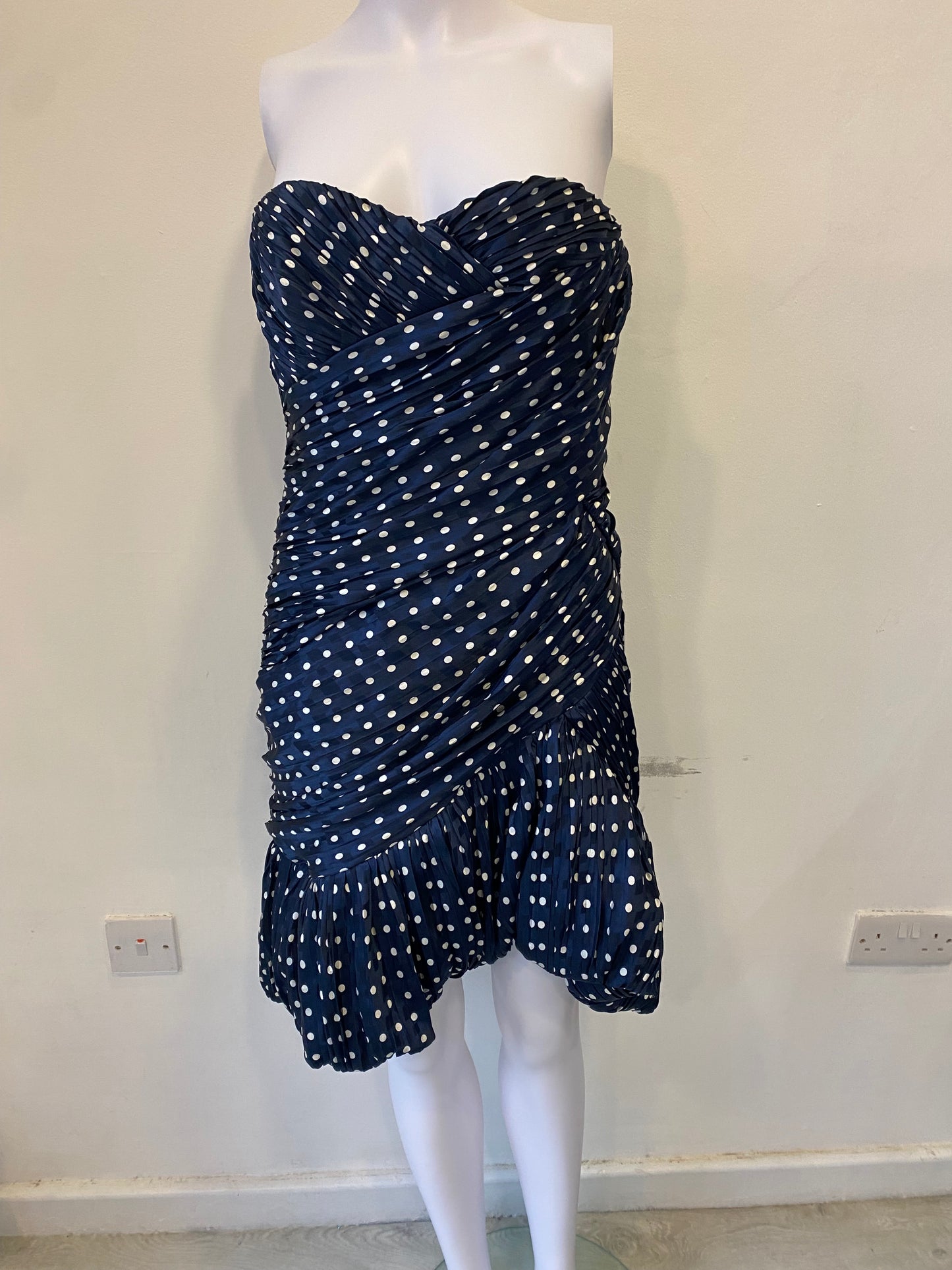 Tory Burch Strapless Navy Spot Dress Size 12