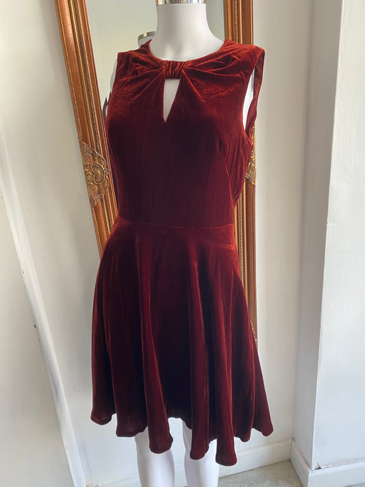 Karen Millen red velvet dress size 10