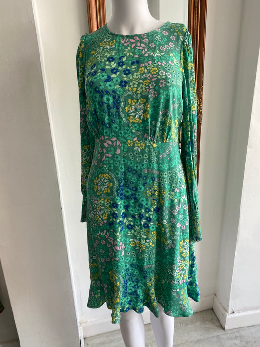 Oliver Bonas green floral print dress size 8