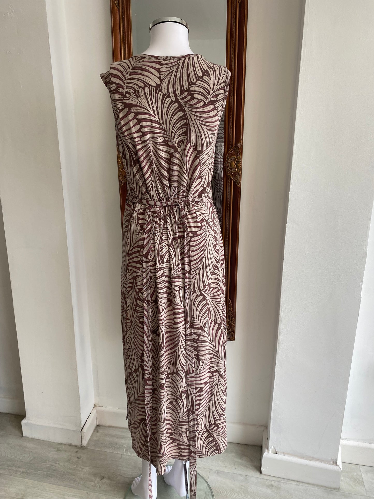 Thought Brown Leaf Print Wrap Dress Size 8