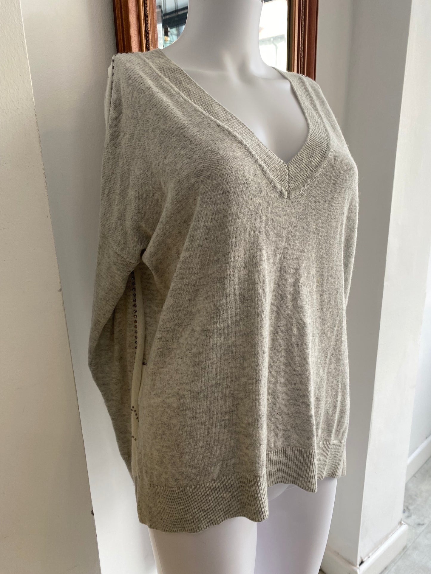 Mint Velvet oatmeal beaded jumper size 8-10