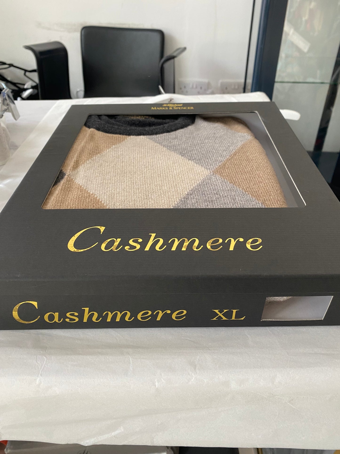 Marks and Spencer Argyle Cashmere Jumper Size XL