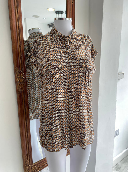Mint Velvet Ikat Print Shirt Size Small 8-10
