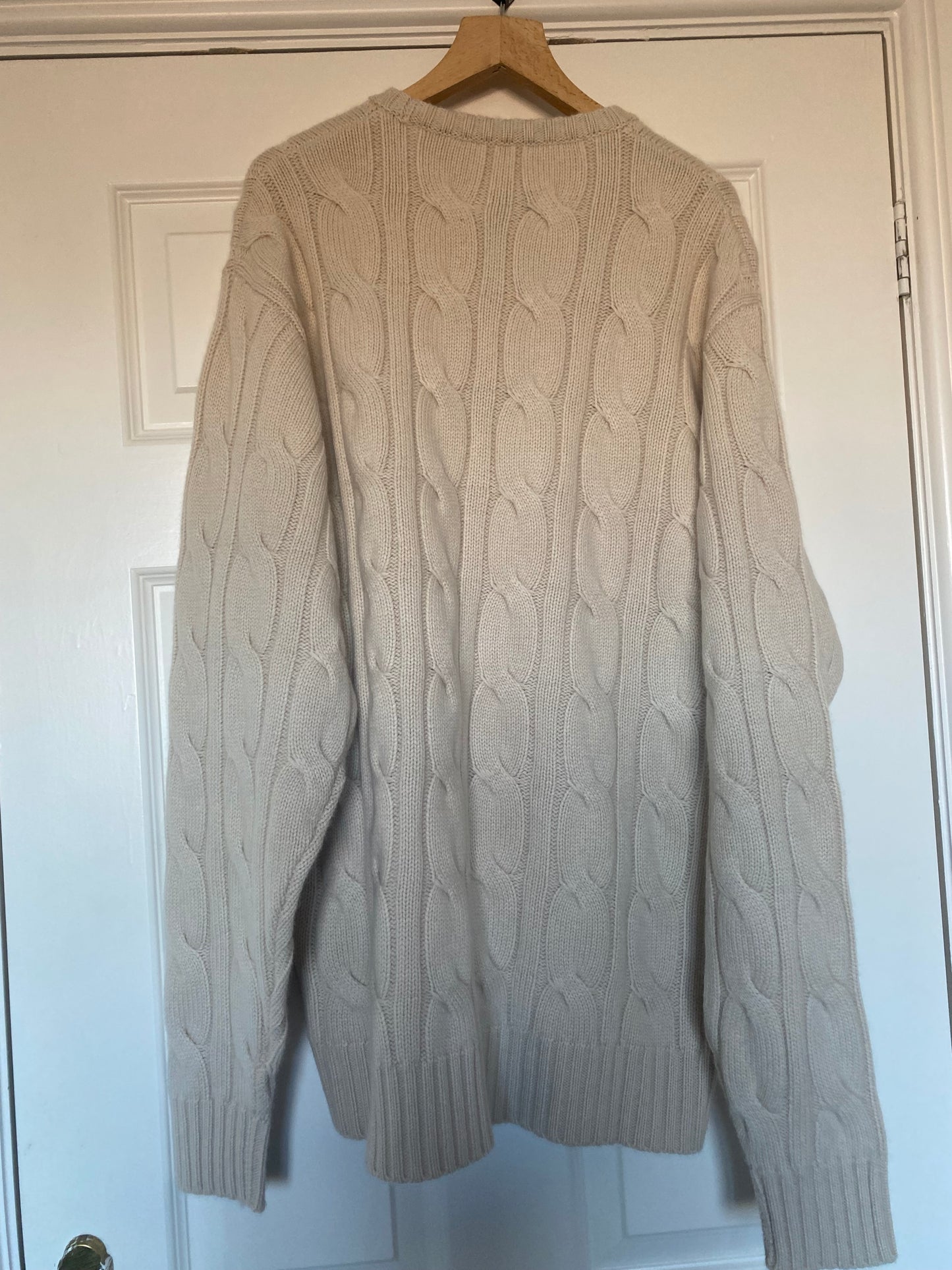 Charles Tyrwhitt 100% Pure Cashmere Cream Cable Knit Jumper Size XL