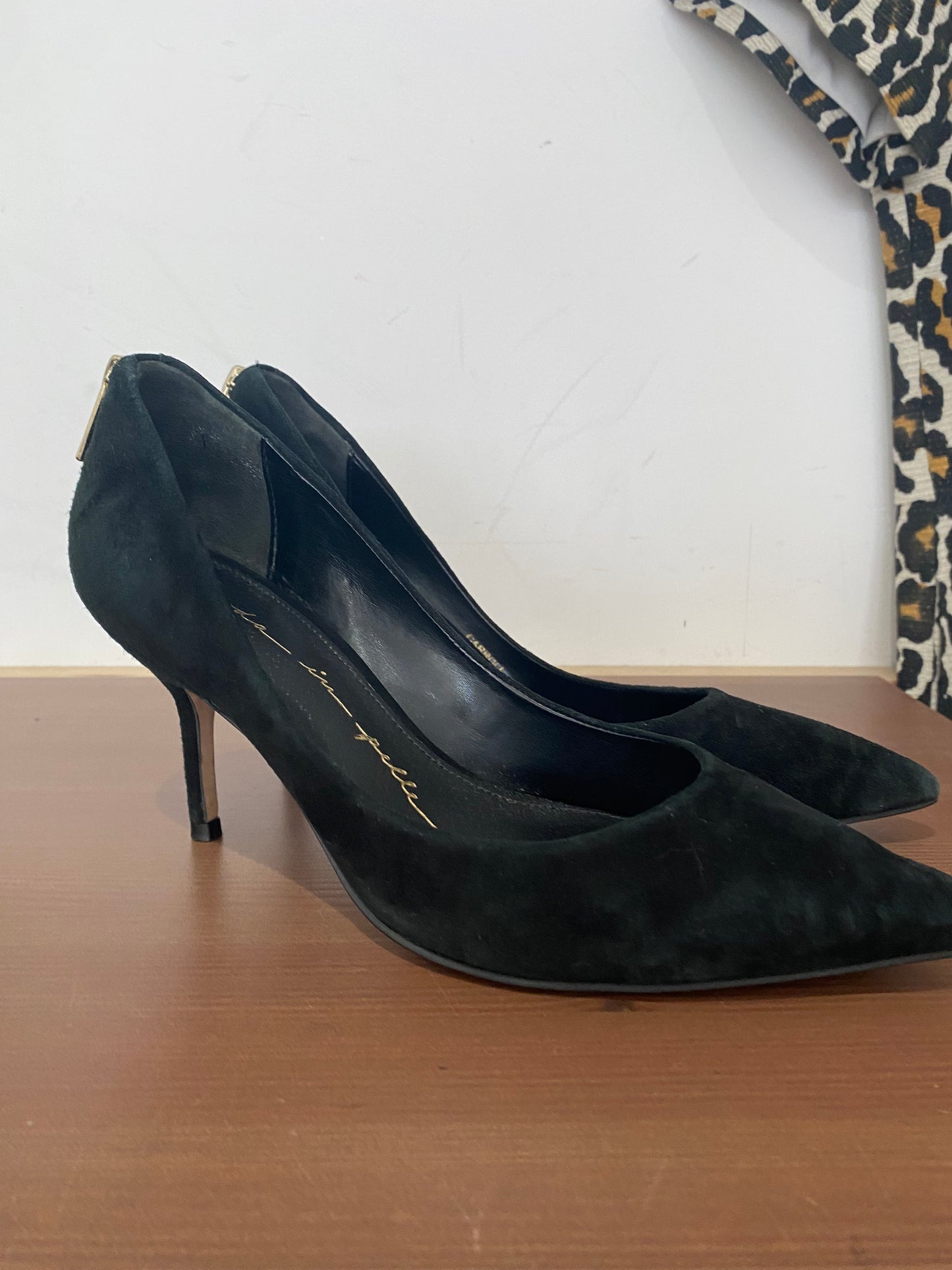 Moda in Pelle black suede heels with zips size 4