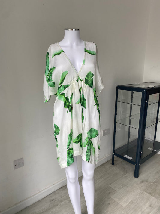 Dancing Leopard Printed Beach Cover Up Dress Kaftan Size 8-10