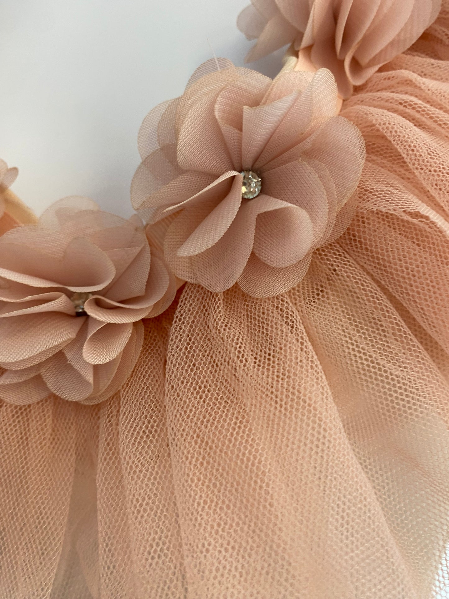 Little Black Dress Beige Tulle Flower Dress Size 14