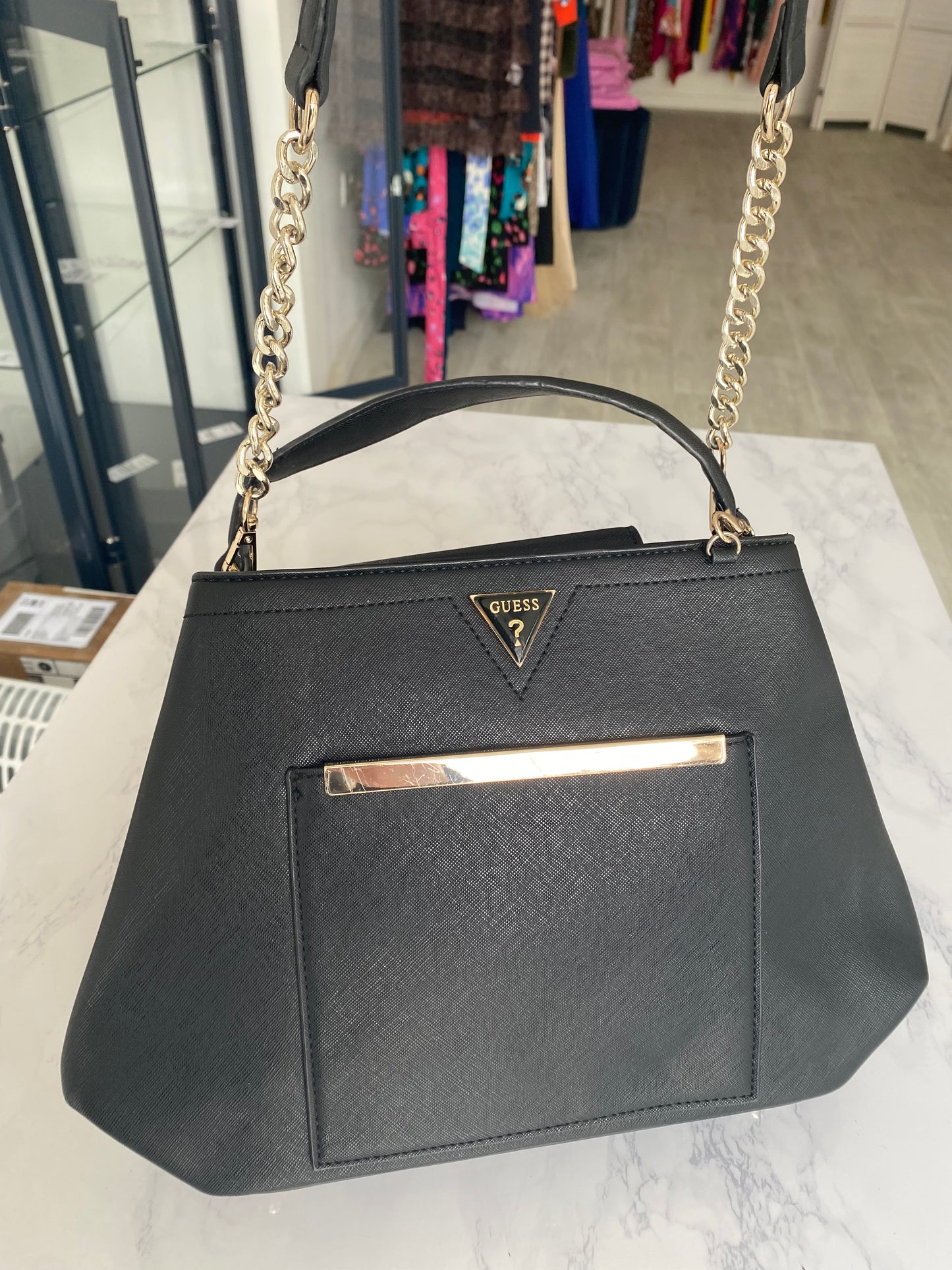 Guess Black Saffiano Crossbody Handbag