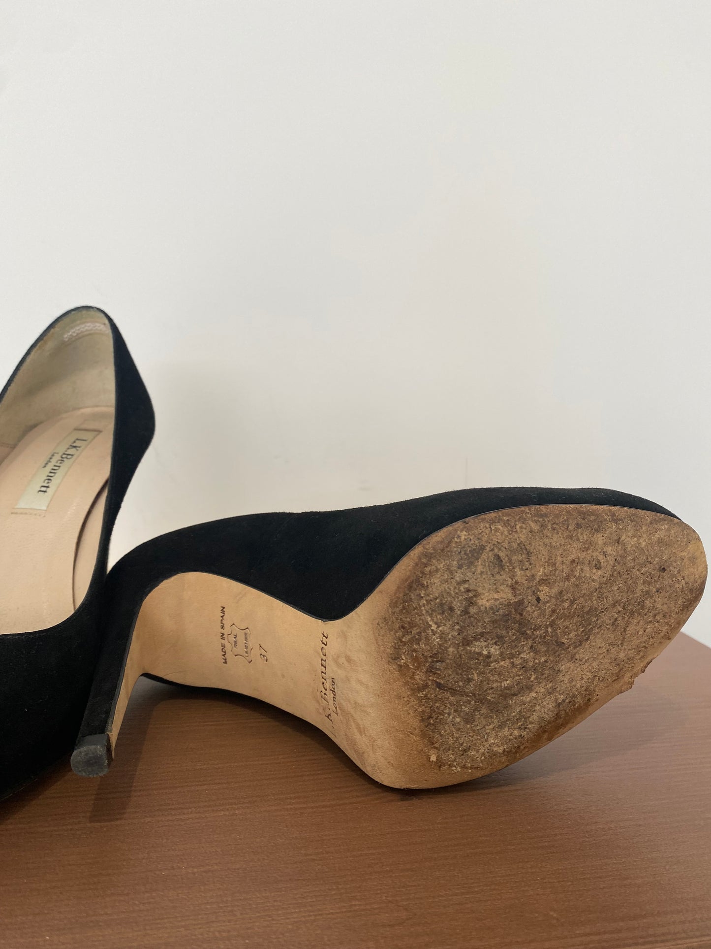 LK Bennett Black Suede Court Shoes Size 4